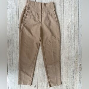 Zara High-Waisted Darted Trousers in Camel - Size XS